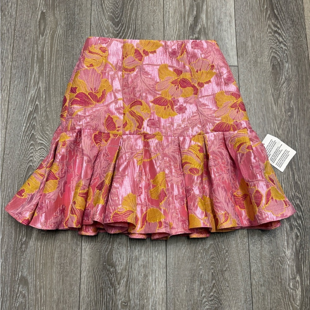ASOS Pink and Yellow Floral Ruffle Mini Skirt - Picture 2 of 10